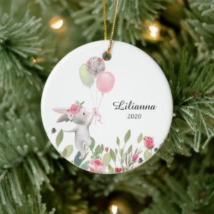 Kanin jul Ornament, Bunny Julgransprydnad Keramik