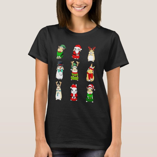 Kanin jul Tomte hatt Ren Snöman Kanin  T Shirt (Framsida)