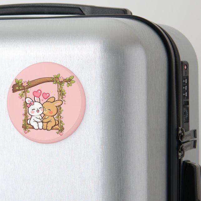 Kanin Kärleksserie — Söt Romantisk Kanin Konst Magnet (In Situ (Luggage))