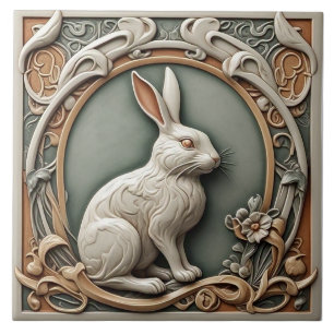 Kanin - Keramiska plattan Art nouveau Kakelplatta