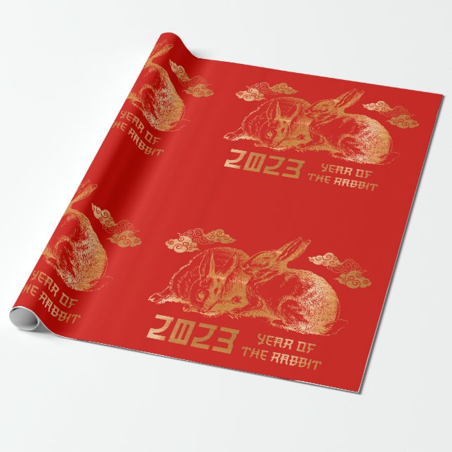 Kanin Kinesisk Zodiak Lunisolar Nyår Presentpapper (Utrullad)