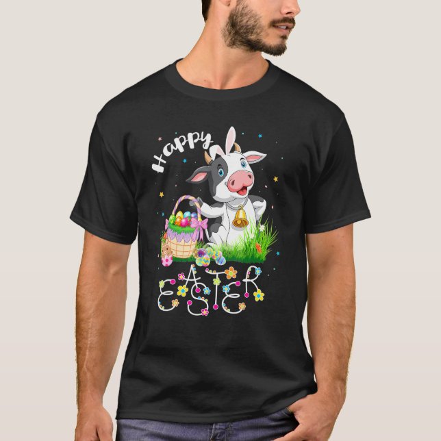 Kanin Ko Ägg Korg Påsk Bonde T Shirt (Framsida)