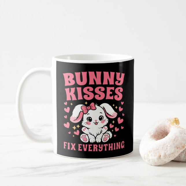 Kanin-kyssar fixar allt - Sött kanindesign Kaffemugg (Med munk)