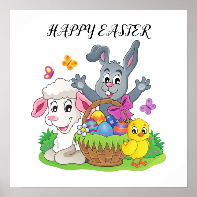 Kanin, lamm och chick från påsk poster. poster (Framsidan)
