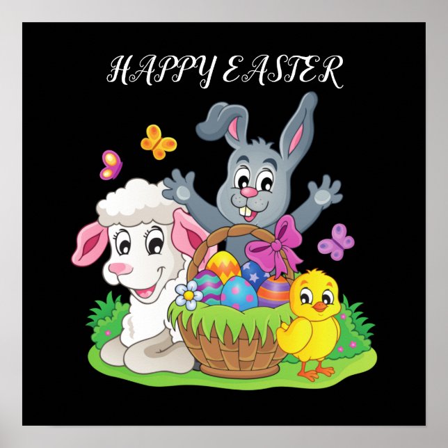 Kanin, lamm och chick från påsk poster. poster (Framsidan)