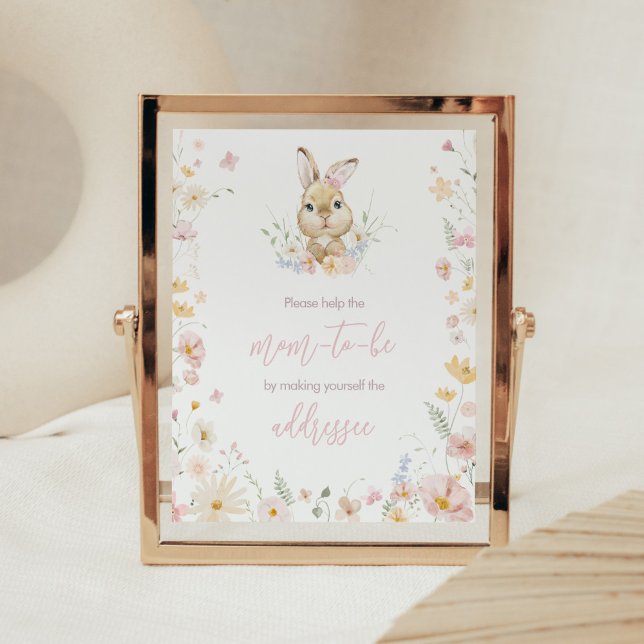Kanin lite babykuvert för babyskor Station Poster (Somebunny Rabbit Baby Shower Envelope Station Sign)