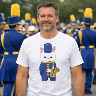 Kanin Marching Band Saxofon Blå Guld T Shirt