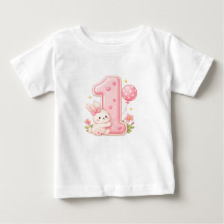 Kanin med ballong en första födelsedag baby skjort t shirt