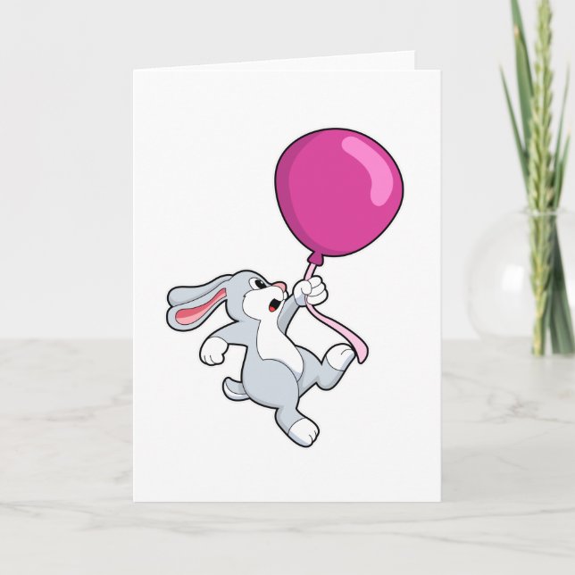 Kanin med Balloon Kort (Framsida)