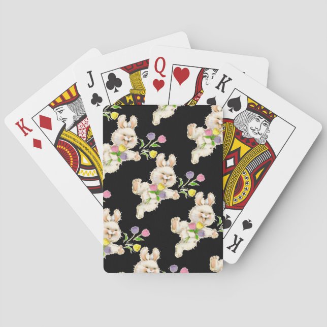 Kanin med blommatecknaden spel kort (Baksidan)