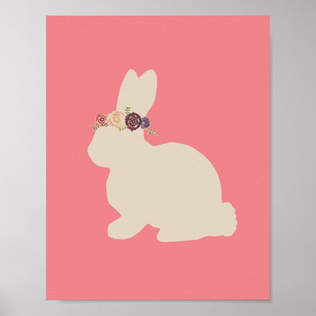 Kanin med blommig huvudprydnad Djurmålning Poster (Framsidan)