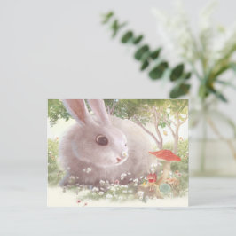 Kanin med blommor meddelande vykort