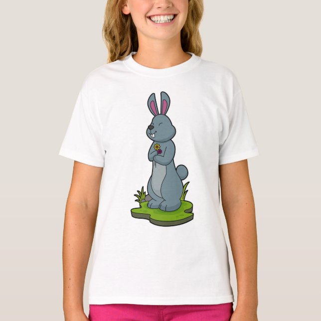 Kanin med blommor t shirt (Framsida)