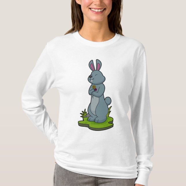Kanin med blommor t shirt (Framsida)