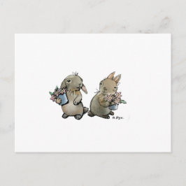 Kanin med blommor vykort