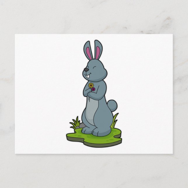 Kanin med blommor vykort (Framsida)