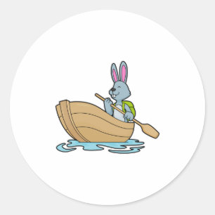 Kanin med Boat & Paddle Runt Klistermärke