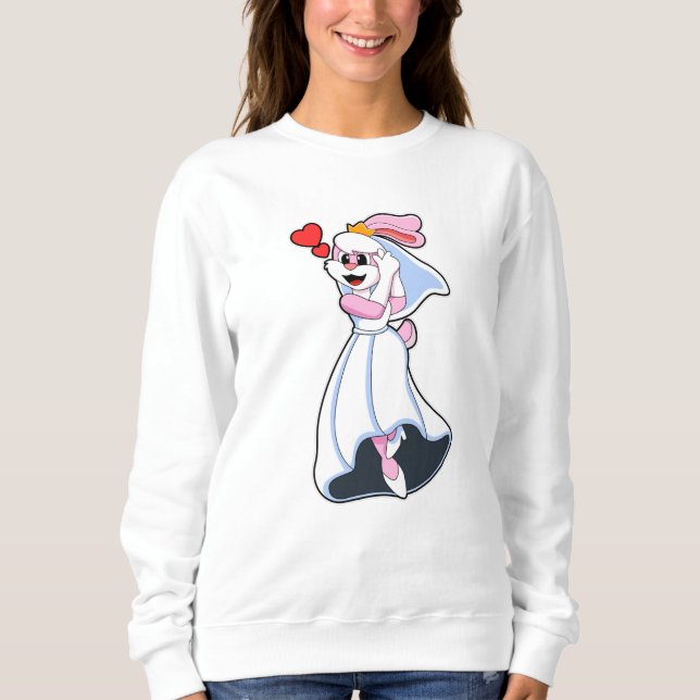 Kanin med bröllopsklänning & krona t shirt (Framsida)