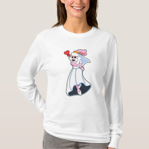 Kanin med bröllopsklänning & krona t shirt
