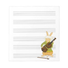 Kanin med Bruten Violin Music Manuscript Papprare  Anteckningsblock