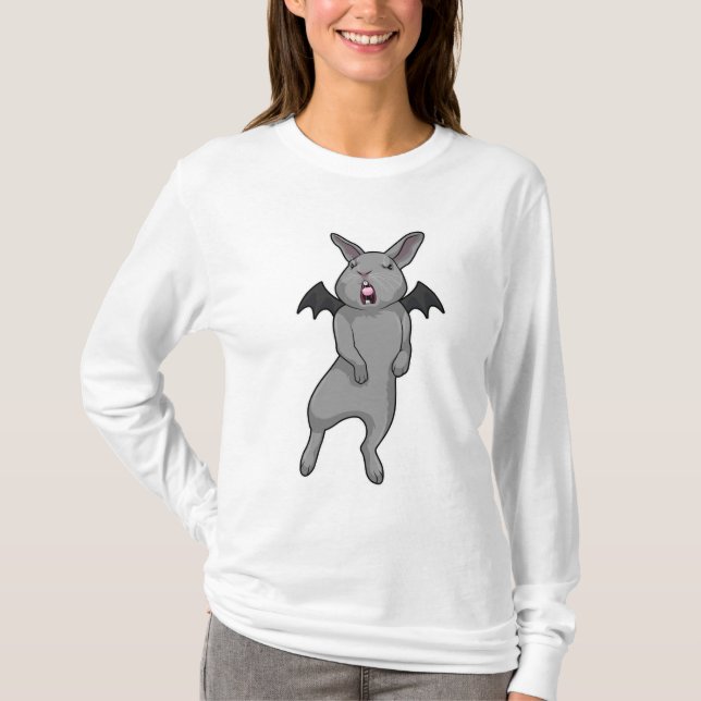 Kanin med Fladdermus vinge T Shirt (Framsida)