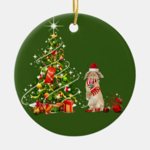 Kanin med hatt-kafts jul julgransprydnad keramik