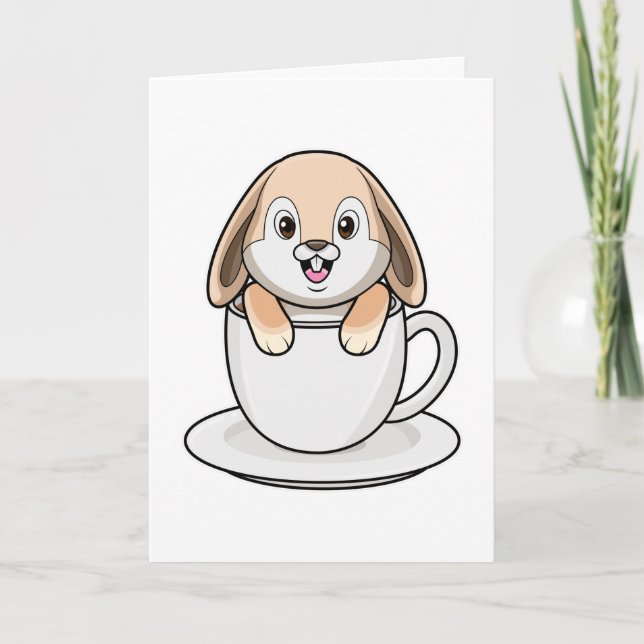Kanin med kaffe Kopp Kort (Framsida)
