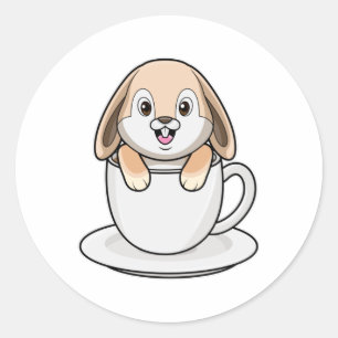 Kanin med kaffe Kopp Runt Klistermärke