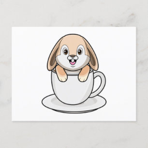 Kanin med kaffekopp vykort