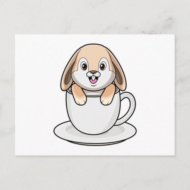 Kanin med kaffekopp vykort (Framsida)
