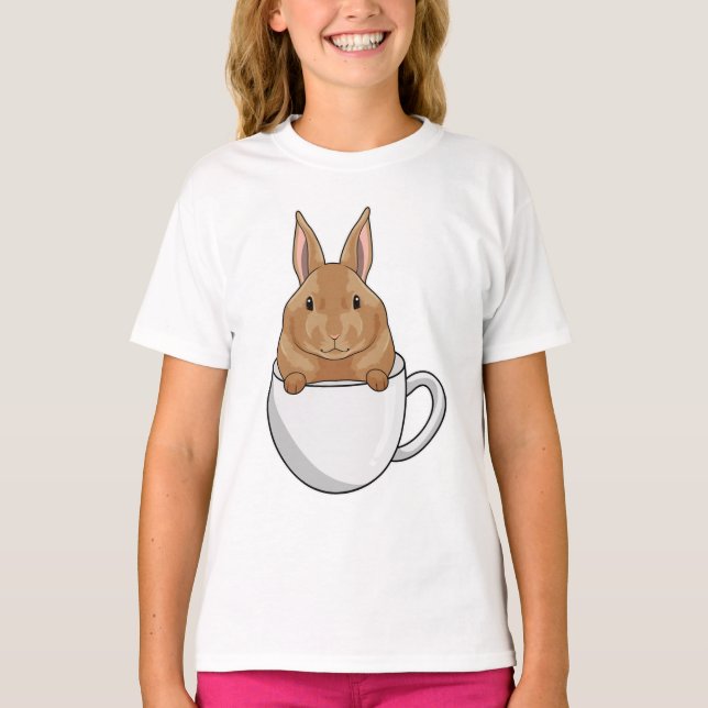Kanin med Kopp i kaffe T Shirt (Framsida)