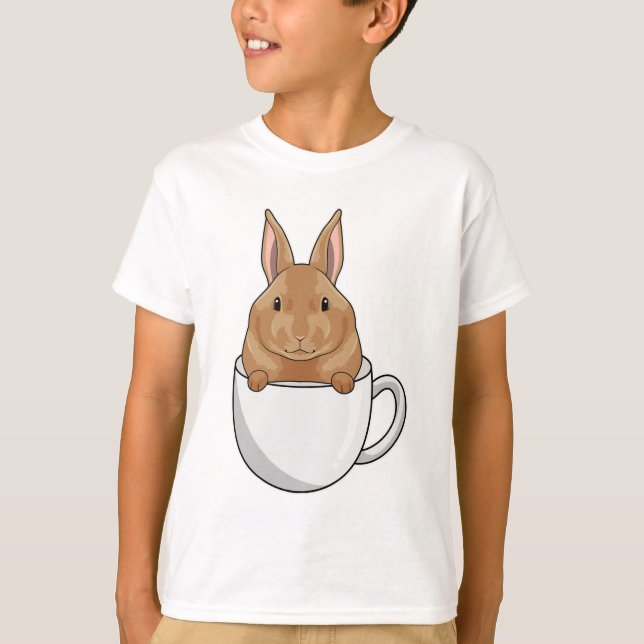 Kanin med Kopp i kaffe T Shirt (Framsida)