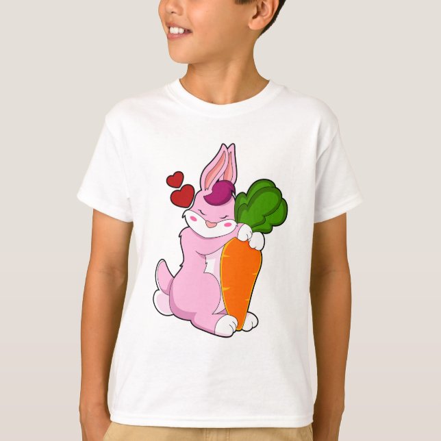 Kanin med morot och hjärta t shirt (Framsida)