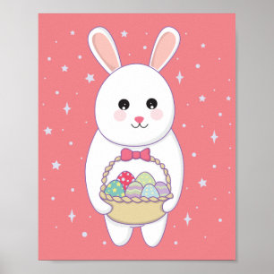 kanin med påskägg basket poster