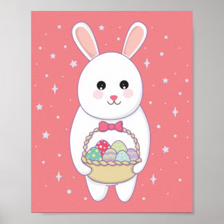kanin med påskägg basket poster