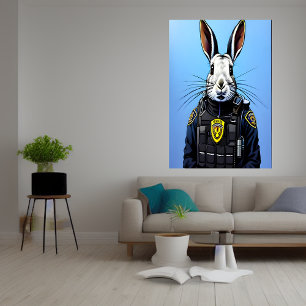Kanin med polisuniform AI Art Poster