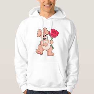 Kanin med röd ros hoodie