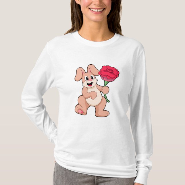 Kanin med röd ros t shirt (Framsida)