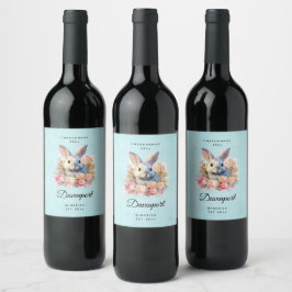 Kanin med rosenkrans Mysig vinframställning Vinflaska Etikett