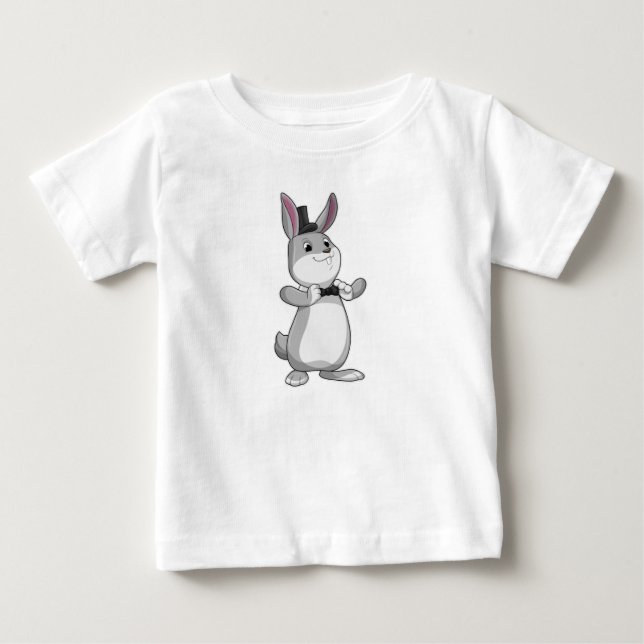 Kanin med Top hat och Bow slips T Shirt (Framsida)