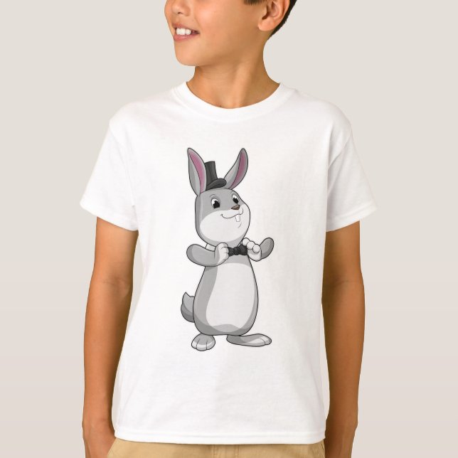 Kanin med Top hat och Bow slips T Shirt (Framsida)