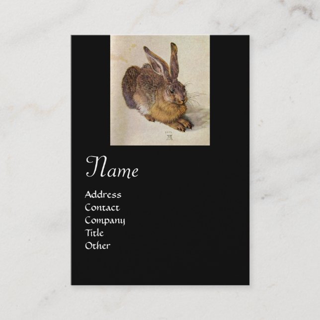 KANIN-monogram ( Young Hare ), svart pärlor Visitkort (Framsida)