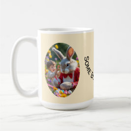 Kanin och barn foto oval ram påsk kaffemugg