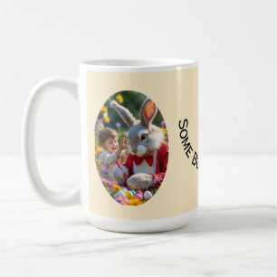 Kanin och barn foto oval ram påsk kaffemugg