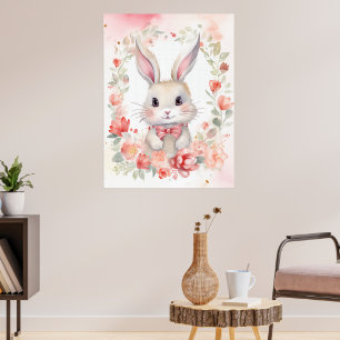 Kanin och blommor poster