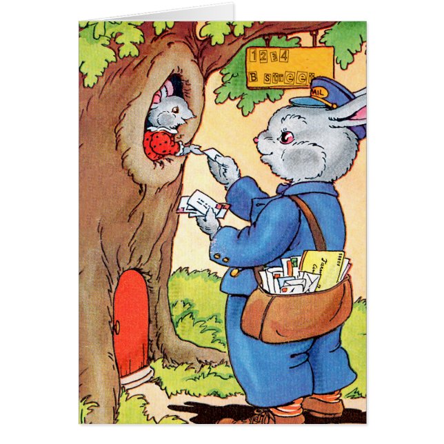 Kanin och brevbäraren hälsningskort (Framsidan)