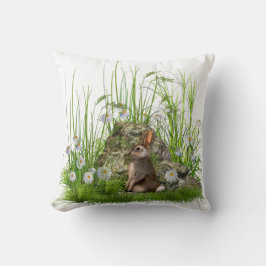 kanin och daisy i långt gräs kudder dämpar kudde