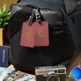 Kanin och halvmåne på Ro Rosa Luggage Tag Bagagebricka