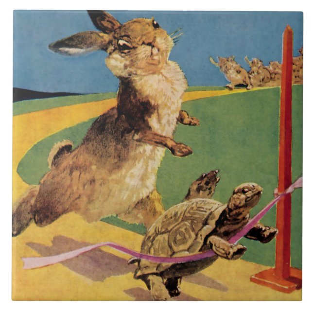 "Kanin och hare" av Harry Rountree Kakelplatta (Framsidan)