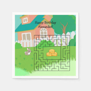 Kanin och Hay Birthday Maze Papper Napkins Pappersservett